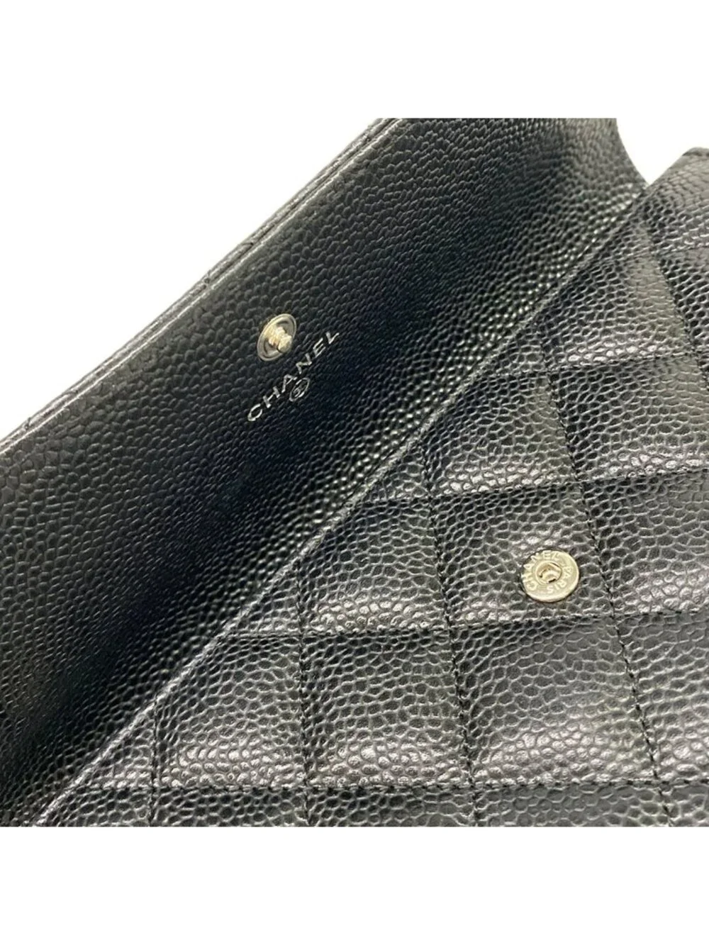 Chanel Wallet Quilted Black Silver